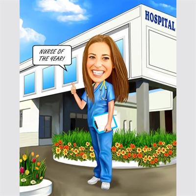 Female Nurse Caricature from Photo,by myDaVinci - myDaVinci
